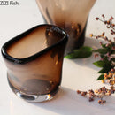 Axyaa Brown Glass Vase Hydroponics Plant Pot for Stylish Floral Arrangements