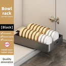 Axyaa Kitchen Sliding Dish Rack Drawer Bowl Storage Shelf with Rail