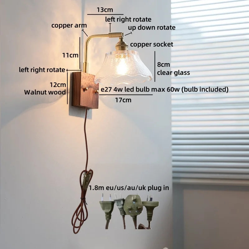Axyaa Clear Glass LED Wall Light Fixture for Modern Nordic Design