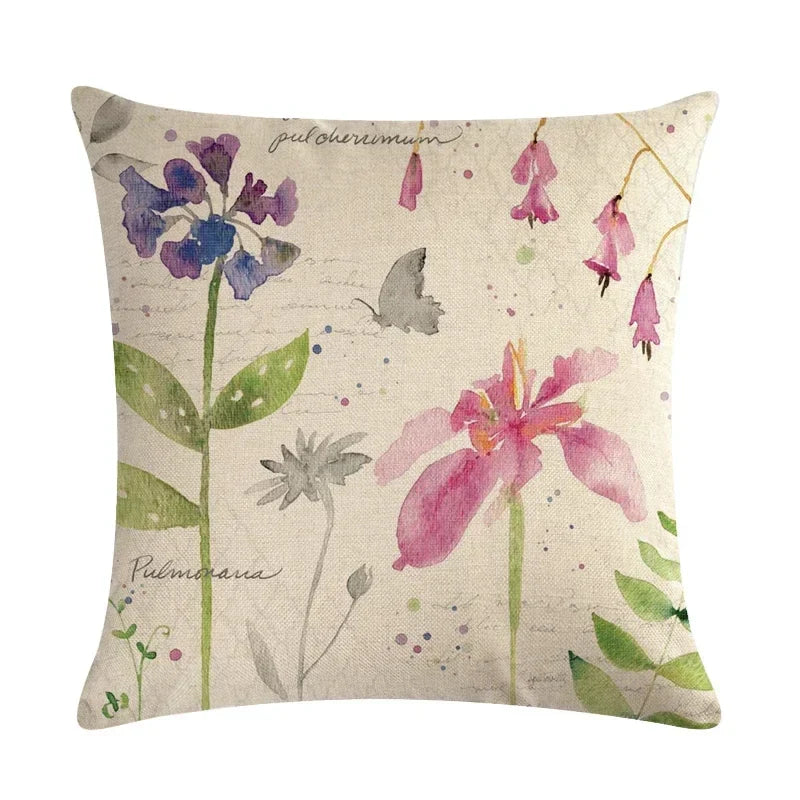 Axyaa Cartoon Plant Pillowcase 45x45cm - Decorative Sofa Cushion Cover