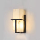 Axyaa Black Stainless Steel Artificial Marble Wall Lamp for Indoor Parlor Bedroom Lighting