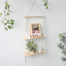 Axyaa Wooden Bead 2-Tier Wall Shelf for Boho Home Decor