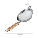 Axyaa Fine Mesh Skimmer Colander Wooden Handle Oil Filter Kitchen Utensil