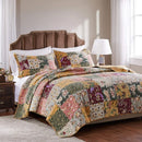 Axyaa Patchwork Cotton Quilt Set, Natural, 3-Piece Full/Queen