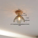 Axyaa Copper Wood LED Ceiling Lamp; Modern Ceramic Living Room Lighting Fixtures