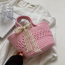 Axyaa Women's Woven Beach Tote: Lightweight Artistic Holiday Shoulder Bag