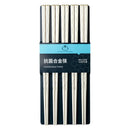 Axyaa White Metal Alloy Chopsticks Set - 5 Pairs Reusable Japanese Chinese Korean Tableware