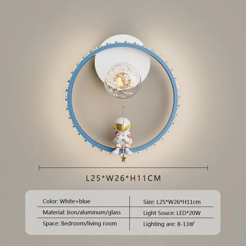 Axyaa Astronaut Star Moon LED Wall Lamps for Children's Room