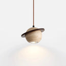 Axyaa Natural Yellow Stone LED Pendant Light: Wabi Sabi Travertine Design