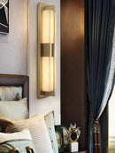 Axyaa All Copper Marble Wall Lamp for Living Room, Bedroom, and Aisle, New Chinese Style Luxurious Lighting