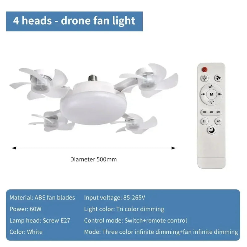 Axyaa Smart LED Ceiling Fan Light Remote Dimming Drone Lamp