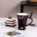 Axyaa Ceramic Chocolate Chafing Dish Cup Set with Fork - Creative Tableware
