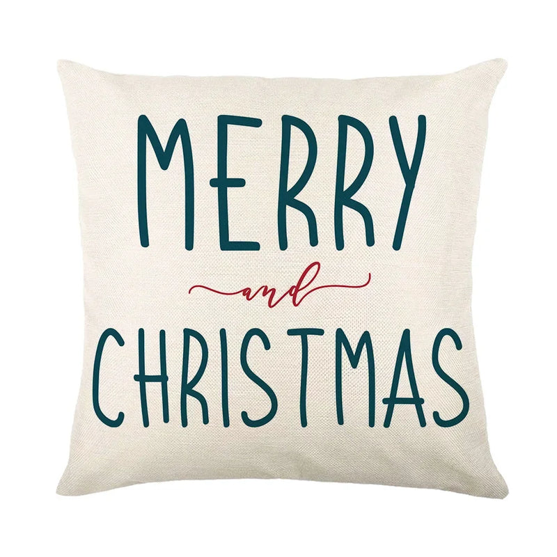Christmas Decor Pillow Cover 18x18 in Linen Throw - Axyaa Home Decor