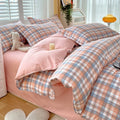 Axyaa Blue & White Grid 4-Piece Bed Sheet Set, Thickened Material