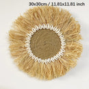 Axyaa Raffia Boho Wall Decor 30CM Round Handmade Tapestry