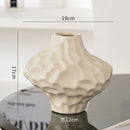 Axyaa Silver Ceramic Vase with Stone Grains and Geometric Slices