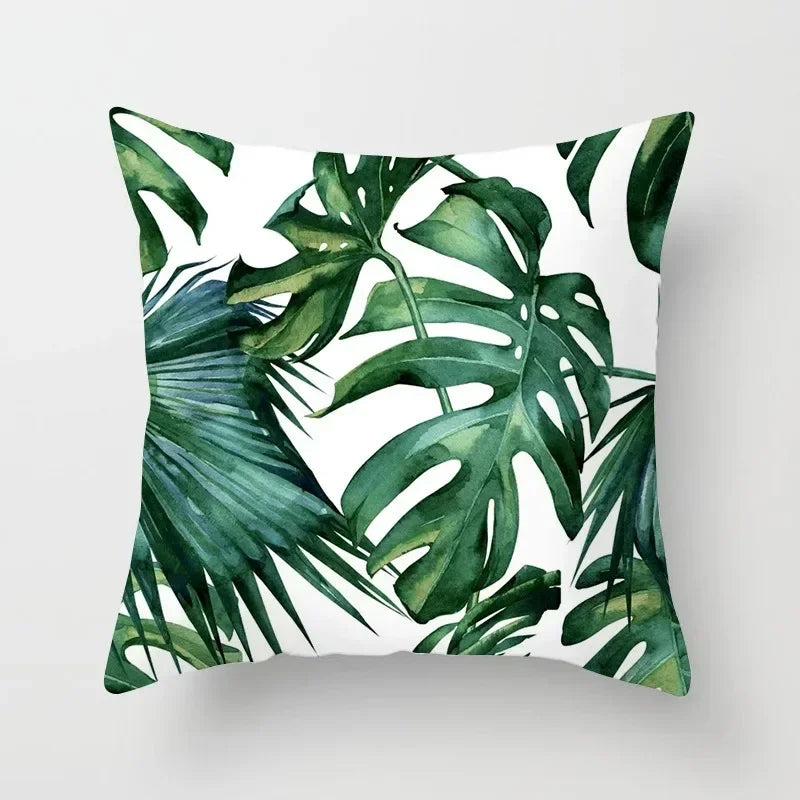 Axyaa Tropical Plant Green Leaves Cactus Pillowcase Living Room Sofa Cushion Cover