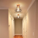Axyaa Nordic Wood Iron Cage Ceiling Lamp: Retro Illuminaire for Hallway, Entrance, Balcony.