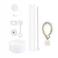 Axyaa Cup Set: 9 Straws, Brush, Flower Charm, 3 Stoppers, Cover Boot