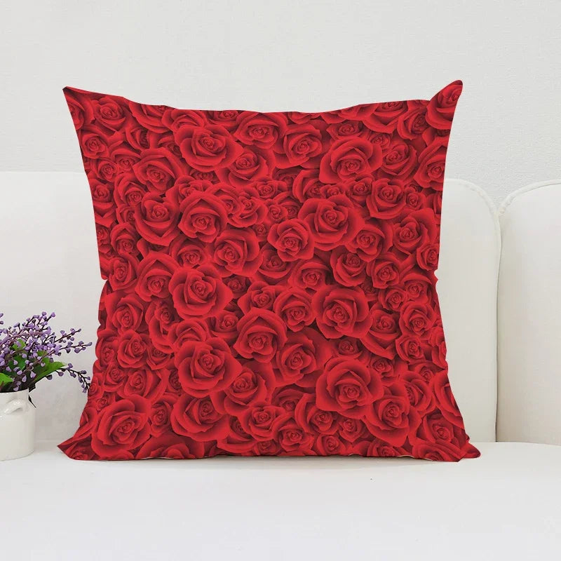 Axyaa Rose Flowers Decorative Pillow Cover 45x45 Cushion Cover Cases Home Decoration