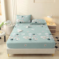 Axyaa Leaf Flower Fitted Sheet - Soft Brushed Polyester Fiber Mattress Cover