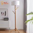 Axyaa Wabi-sabi Wood Floor Lamp with Coat Rack and LED E27 Light