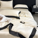 Axyaa Silk Summer Quilt Embroidered Bedspread Blanket Luxe Comforter for Bed