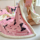 Axyaa Cartoon Bowknot Coral Fleece Blanket: Thick, Warm for Bed, Sofa, Nap