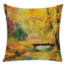 Axyaa Retro Landscape Oil Painting Linen Pillowcase 45*45cm for Living Room Sofa