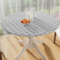 Axyaa Waterproof Fitted Round Vinyl Tablecloth for Outdoor Picnics and Camping