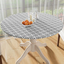 Axyaa Waterproof Fitted Round Vinyl Tablecloth for Outdoor Picnics and Camping