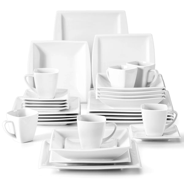 Axya White Porcelain Dinner Set for 6/12 Person, 30/60PCS Dinnerware Set