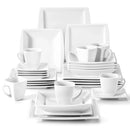 Axyaa White Porcelain Dinner Set for 6/12 with Cups, Saucers, Plates