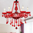 Axyaa Modern Red Crystal Chandelier for Living Room Bedroom Kitchen - Romantic Lighting