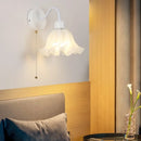 Axyaa Glass Iron LED Wall Sconce Pull Chain Switch Stair Light - White