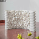 Axyaa Blooming Flower Relief Ceramic Vase Desk Decoration Artificial Floral Arrangement