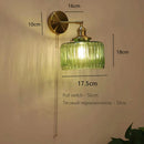 Axyaa Art Deco LED Wall Lamp with Pull Switch, Nordic Design Glass Interior Light