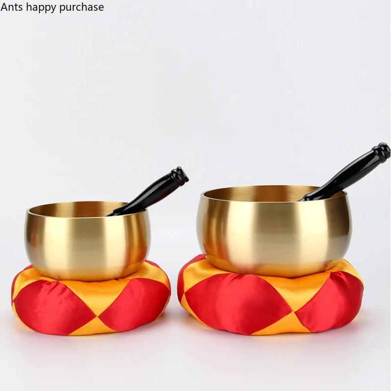 Axya Golden Copper Bowl Set for Buddhist Practice and Music Therapy