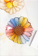 Axyaa Melon Seed & Fruit Plate Set on Crystal Glass Coffee Table