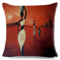 Axyaa Abstract African Woman Decorative Cotton Linen Cushion Cover