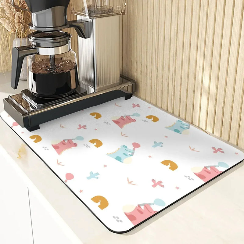 Axyaa Non-Slip Absorbent Kitchen Counter Mat - Cute Animal Design Mats