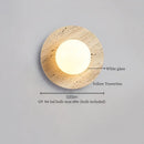 Axyaa Stone LED Wall Lamp with Pull Chain Switch - Black Travertine Wabi Sabi
