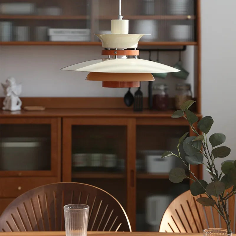 Axyaa Walnut Chandelier: Japanese Retro Flying Saucer Pendant Lighting