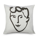 Axyaa Minimalist Matisse Portrait Linen Pillow Case, Sofa Decor, Simple Line Drawing