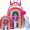 Axyaa Rainbow Girls Backpack Set: School, Travel, Laptop, Lunch Box, Pencil Case