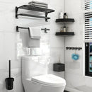 Axyaa Black Aluminum Towel Rack Holder 40-60CM Folding with Hook
