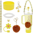 Axyaa 7/8pcs Cup Set: Handle Strap, Boot, Straw Cover, Charms for 40oz 30oz Tumbler