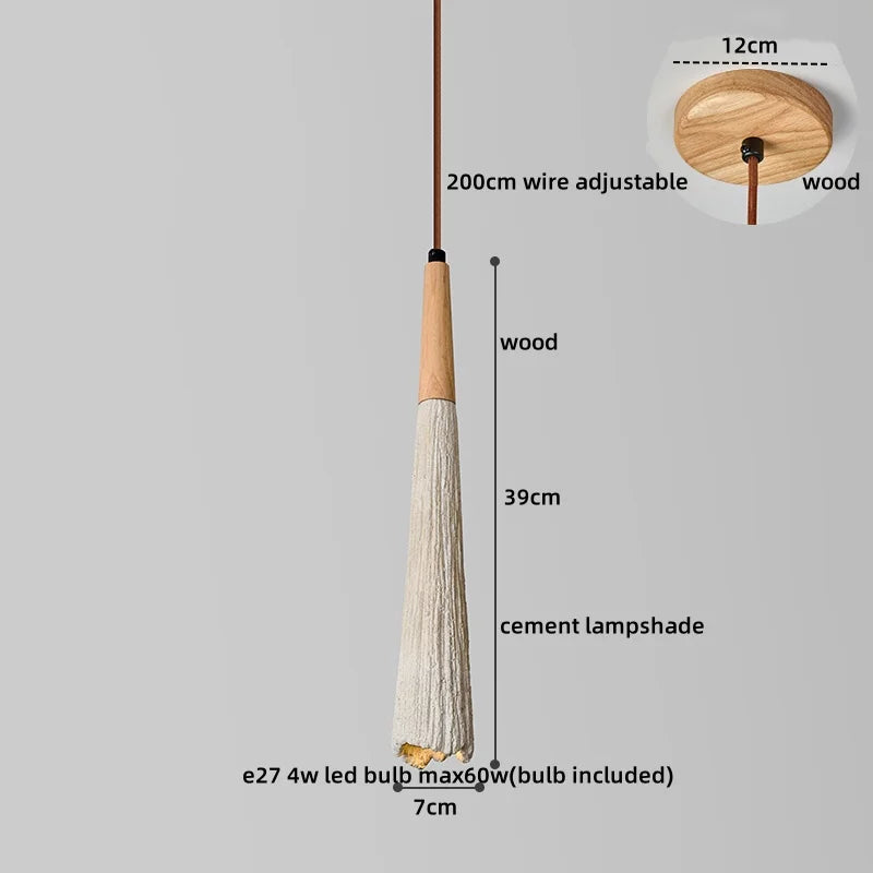 Axyaa LED Pendant Lights Modern Style Cement Wood Hanging Lamp