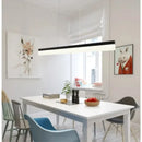 Axyaa LED Office Pendant Light: Modern Strip Aluminum Acrylic Chandelier for Living Room