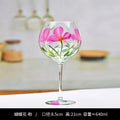 Axyaa Large Crystal Glass Hand-Painted Floral Goblet Red Wine Glass - Chinese Antique Style